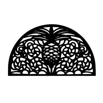 Imports Decor Pineapple Design Rubber Door Mat - Semi Circle Non-slip Outdoor Entryway Mat For Porch, Patio & Gard In Black