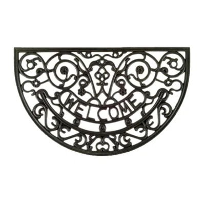 Imports Decor Rosemary Welcome Wrought Iron Rubber Door Mat, Non-slip Indoor Outdoor Entryway Mat, Natural & Recyc In Black