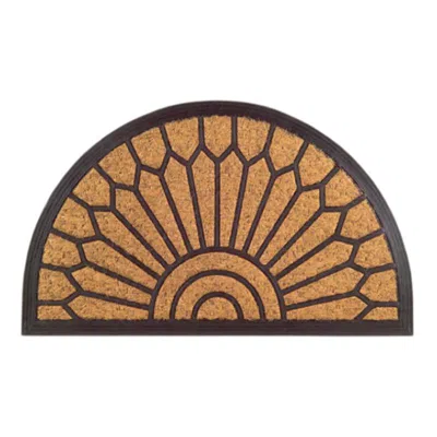 Imports Decor Semi Circle Coir Door Mat With Rubber Backing, Natural Coconut Fiber Doormat, Non-slip Durable Indoo