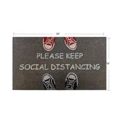 Imports Decor Social Distancing Door Mat, Funny Warning Coir Doormat With Anti-slip Backing For Entryway In Gray