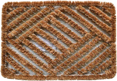Imports Decor Spiral Doormat, Overlapping Cross Hatch, 16-inch By 24-inch In Brown
