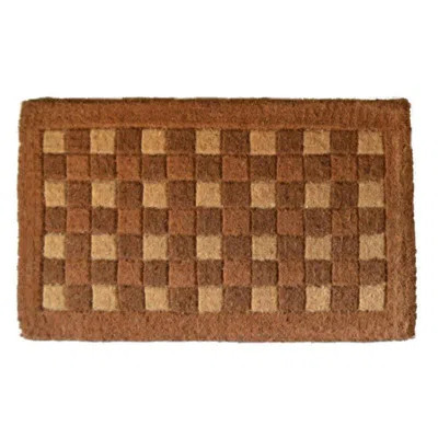 Imports Decor Square Pattern Woven Door Mat, Handcrafted Geometric Entry Rug For Indoor Outdoor Use In Brown