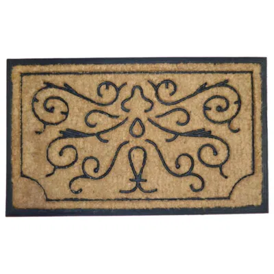 Imports Decor Swirls & Twirls Coir Door Mat, Non-slip Rubber Backed Outdoor Entryway Rug, Durable Dirt Scraper Wel