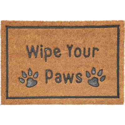 Imports Decor Wipe Your Paws Printed Coir Door Mat, Natural Coconut Fiber Entry Rug With Non-skid Pvc Backing