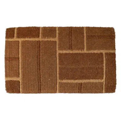Imports Decor Yellow Brick Pattern Handcrafted Door Mat, Geometric Woven Entryway Rug, Durable Indoor Outdoor Floo In Brown