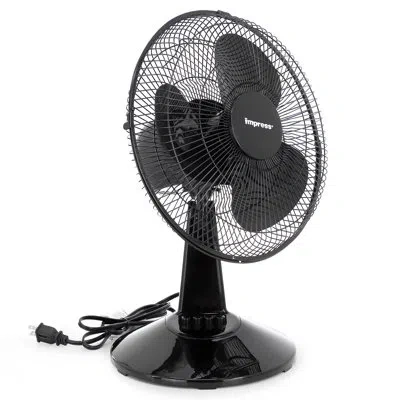Impress 12 Inch 3 Speed Oscillating Table Fan In Black
