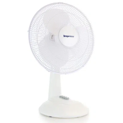 Impress 12 Inch 3 Speed Oscillating Table Fan In White