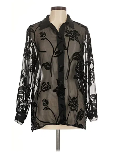 Pre-owned Impressions Long Sleeve Blouse In Black