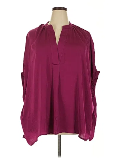 Pre-owned Impressions Long Sleeve Blouse In Burgundy