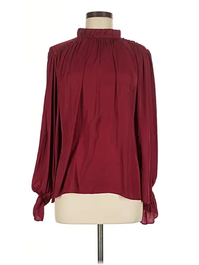 Pre-owned Impressions Long Sleeve Blouse In Burgundy