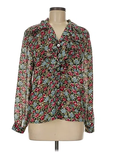 Pre-owned Impressions Long Sleeve Blouse In Green