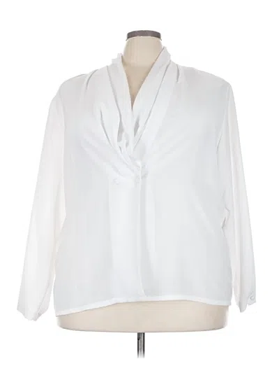 Pre-owned Impressions Long Sleeve Blouse In White