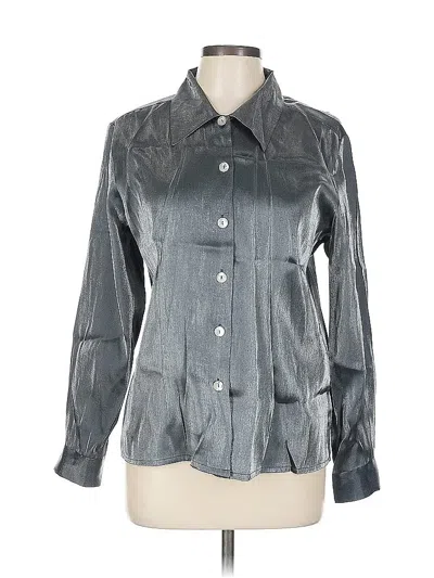Pre-owned Impressions Of California Long Sleeve Blouse In Silver