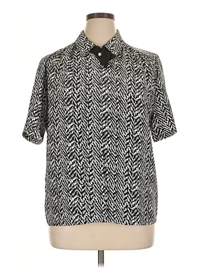 Pre-owned Impressions Short Sleeve Blouse In Black