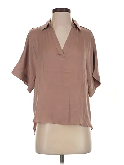 Pre-owned Impressions Short Sleeve Blouse In Brown