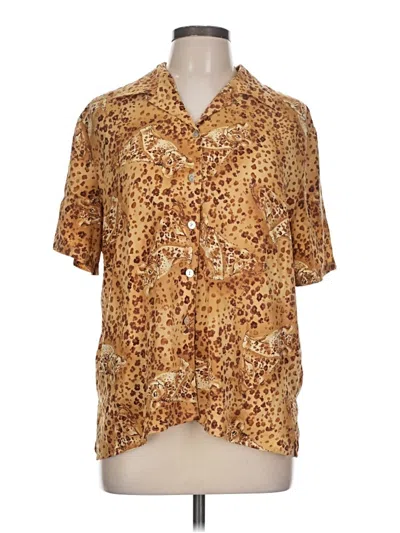 Pre-owned Impressions Short Sleeve Blouse In Gold