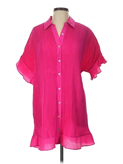 Pre-owned Impressions Short Sleeve Blouse In Pink