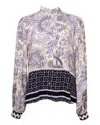 Imprevu Women's Floral Border Print Button Down Blouse In Beige/purple In Multi