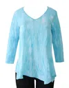 Impulse California Women's Hand Dyed Chiffon Overlay Top In Aqua In Blue