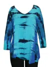 Impulse California Women's Hand Dyed Chiffon Overlay Top In Blue Tie Dye In Blue