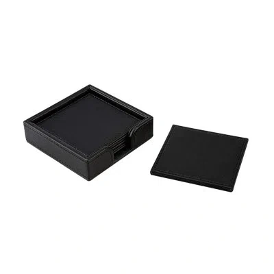 Impulse Gramercys 7 Piece Coaster Set With Holder In Black