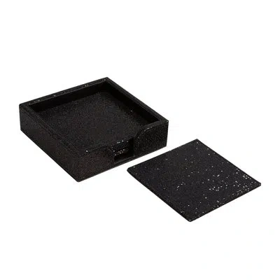 Impulse St. Tropez 7 Piece Coaster Set With Holder In Black