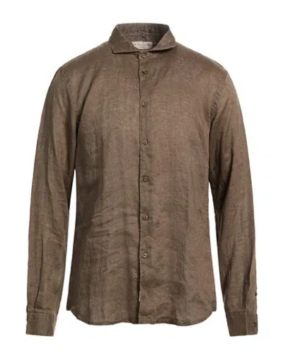 Impure Man Shirt Dark Brown Size Xl Linen