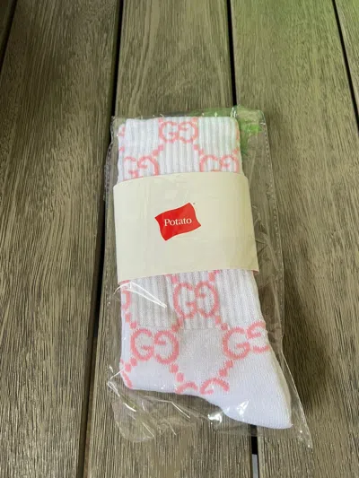 Pre-owned Imran Potato Gucci Monogram Socks In Pink