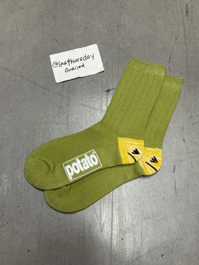 Pre-owned Imran Potato Happy Heel Knit Socks Green