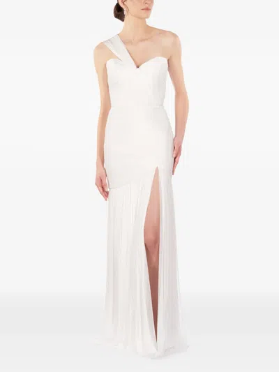 Imroska 19 Pleated Draped Maxi Dress In White