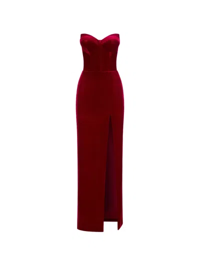 Imroska 24 Strapless Slit Maxi Dress In Red