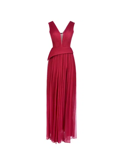 Imroska 32 Iris V-neck Maxi Dress In Red