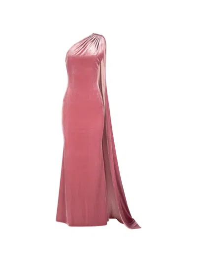 Imroska Alsa Sin One-shoulder Draped Maxi Dress In Pink