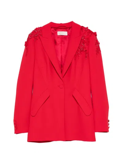 Imroska Floral Embellished Blazer In Purple