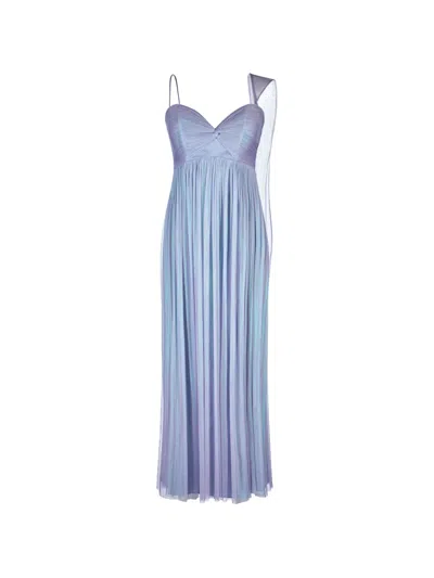 Imroska Lily Knot-detail Pleated Maxi Dress In Purple