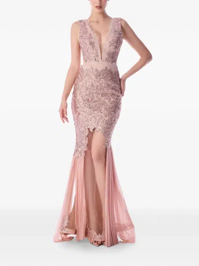 Imroska Sequin-embellished Lace Dress In Pink