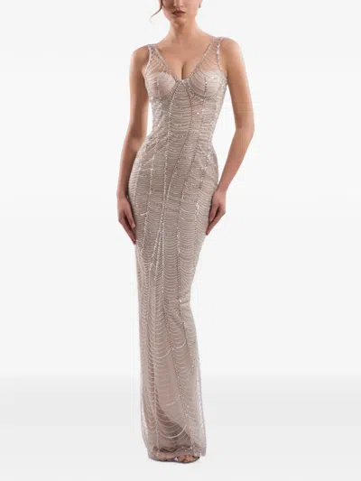 Imroska Sequin-embellished Sleeveless Maxi Dress In Brown
