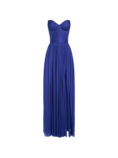 Imroska Sweet 18 Slit-detail Maxi Dress In Blue