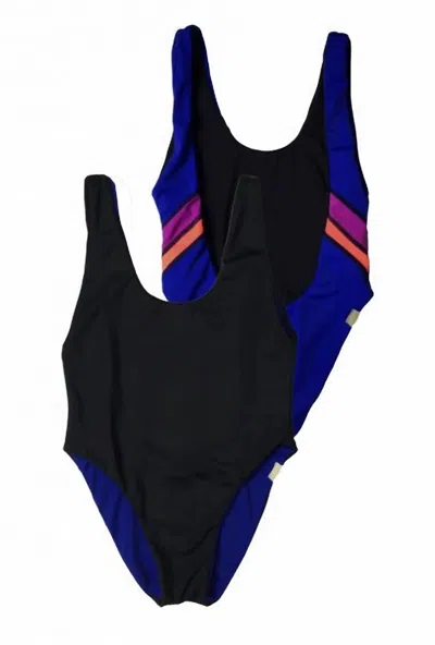 Imsy Women's Sage One Piece In Black Royal Magenta Tangerine