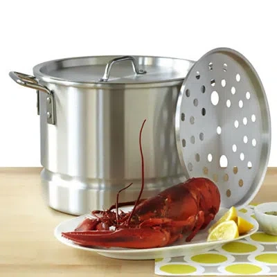 Imusa 11.02" 20 Qt Aluminum Steamer Basket With 15.67" Diameter In Silver