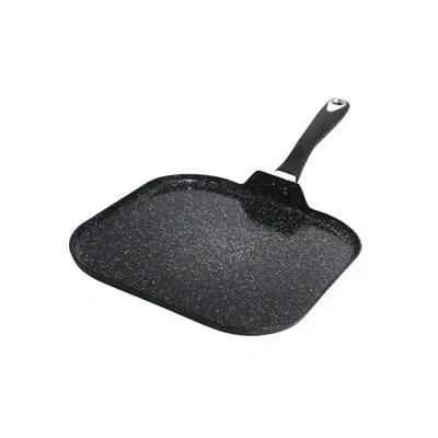 Imusa 11in Bistro Aluminum Speckled Black Ceramic Square Gridle With Cool Touch Handle, Black