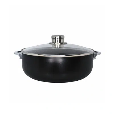 Imusa Bistro-cera Aluminum Speckled Black Ceramic Caldero With Glass Lid, Black