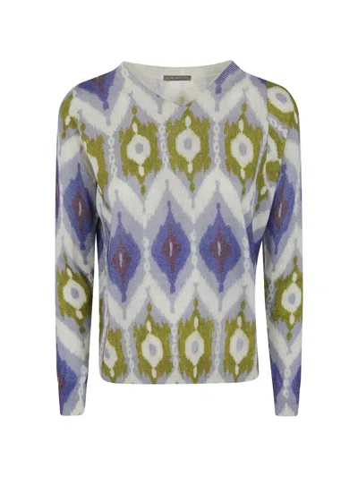 In Bed With You Abstract-print V-neck Sweater In White