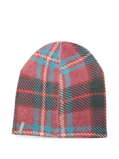 In Bed With You Check-print Cashmere Beanie Hat In Red