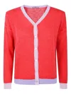 In Bed With You Contrast-panel Cardigan In Pink