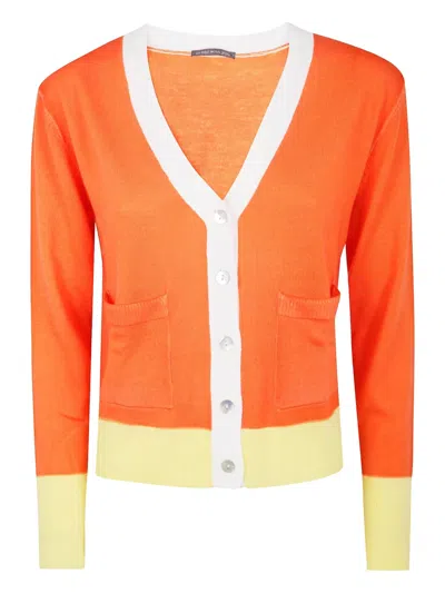 In Bed With You Contrast-trim Wool Cardigan In Orange