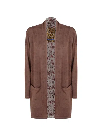 In Bed With You Floral-print Open-front Cardigan In Brown