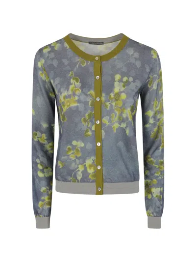 In Bed With You Floral-print Wool Cardigan In Blue