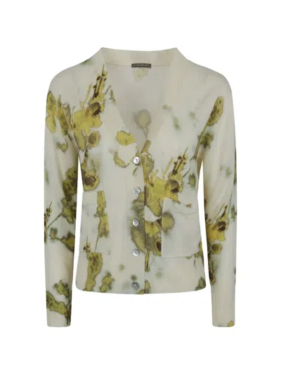 In Bed With You Floral-print Wool Cardigan In Neutrals