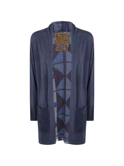 In Bed With You Geometric-print Open-front Cardigan In Blue